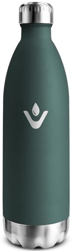 Bottiglia Termica 1L, Borraccia Acciaio Inox, Borraccia Termica Doppia Parete Isolante, Borraccia Senza BPA, Antigoccia, Borraccia Riutilizzabile per Bambini, Adulti, Scuola, Ufficio, Campeggio