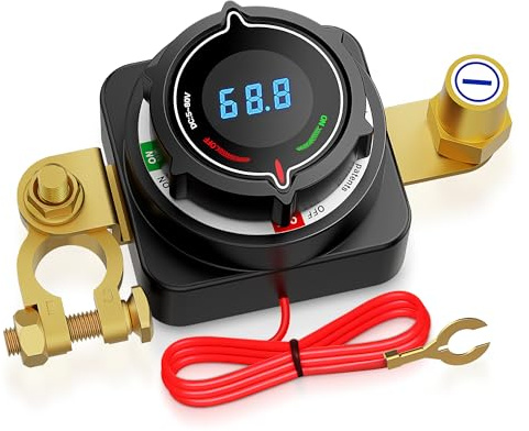 MICTUNING Batterietrennschalter mit Spannungsanzeige, DC 5-80V Schalter mit Voltmeter Batterieschalter für Auto Motorrad Marine RV ATV Truck Camper