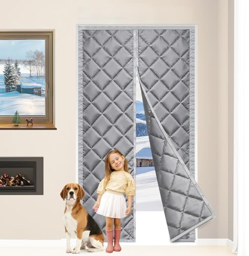 DNGH Thermo Türvorhang Kälteschutz Magnet Wärmeschutzvorhang für Türen 90 x 210 cm Thermotür Kälteschutz Magnetischer Wärmeschutzvorhang Isolierter Türvorhang Geräuschisolierung Winddicht