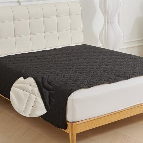 Morbuy Inkontinenzunterlage Waschbar, Groß Inkontinenz Bettunterlage Inkontinenzunterlagen Bett wasserdichte Auslaufsicher Anti Rutsch Weich Atmungsaktive für Kinder Senioren (Schwarz,100x127cm)