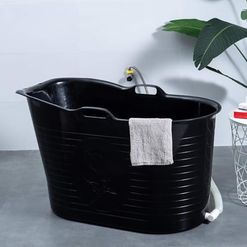 FMSGarden Bathtub for Adults, Soaking Bathtub for Hot Bath and Ice Bath Freestanding Bath Tub Black