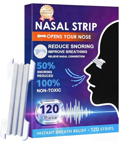 120 Stück Nasenpflaster Transparent, gegen Schnarchen, Extra Halt für bessere Schlafqualität, Lindert Erkältungs- und Allergiesymptome, Nasal Strips - für jede Nase