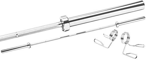 Bad Company Langhantelstange 152-220 cm 50mm Olympia chrom I Langhantel ohne Gewichte mit Kugellager inkl. Federverschlüsse 50/51 mm I Hantelstange lang bis 750 kg belastbar