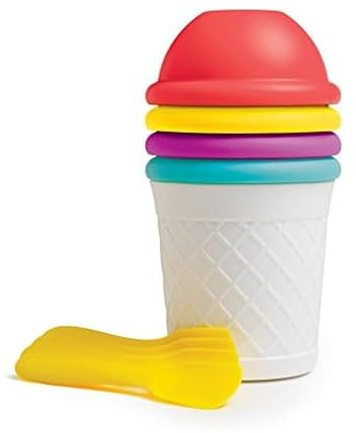 Chefn Sweet Spot Ice Cream Bowl and Spoon Party Set, Plastic, Mixed, Set of 4