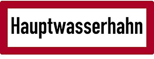 LEMAX® Feuerwehrschild, Hauptwasserhahn - DIN 4066 Alu geprägt 297x105mm