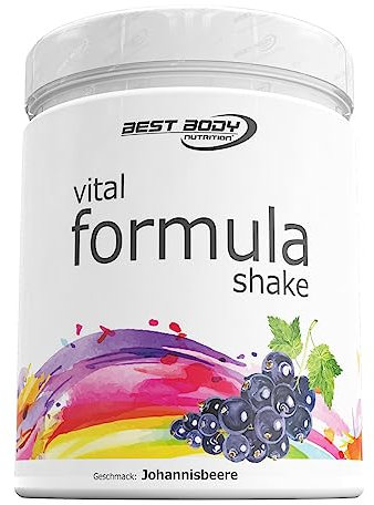 Best Body Nutrition – Vital Formula Shake Johannisbeere – 500 g – Vitaminreich, Mineralstoffreich – Chitosan, Flohsamenpulver – Frühstücks Protein Shake – Kalorienarm, Stevia gesüßt