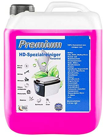 5 Liter Premium Ultraschallreiniger Konzentrat für die Optimale und Rückstandfreie Reinigung von Brillen, Schmuck, Elektronikkomponenten, Mechanik, Münzen