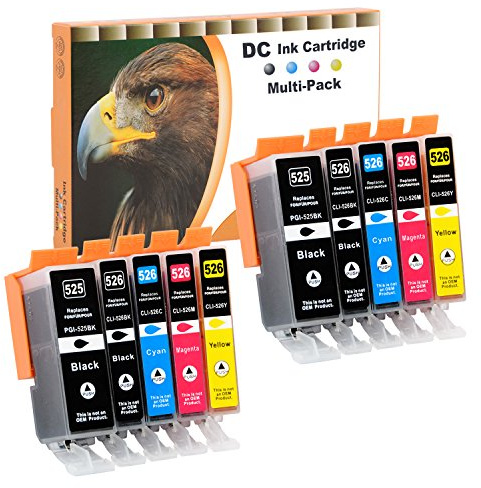 D&C 10x Druckerpatronen Kompatibel für Canon PGI-525 CLI-526 für Pixma IP4840 IP4850 IP4900 MG5140 MG5150 MG5240 MX710 MX715 MG6100 MG6150 MG6200 IP4950 IX6550 MG5250 MG5300 MG5340 MG5350 MG6250