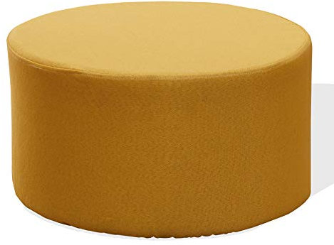 Rebecca Mobili Sitzhocker rund, Puff mit gepolsterter Sitzflüche, Stoff Holz, Gelb, Modern, Wohnaccessoire Deko – Maße: 25 x 45 x 45 cm (HxLxB) - Art. RE6295