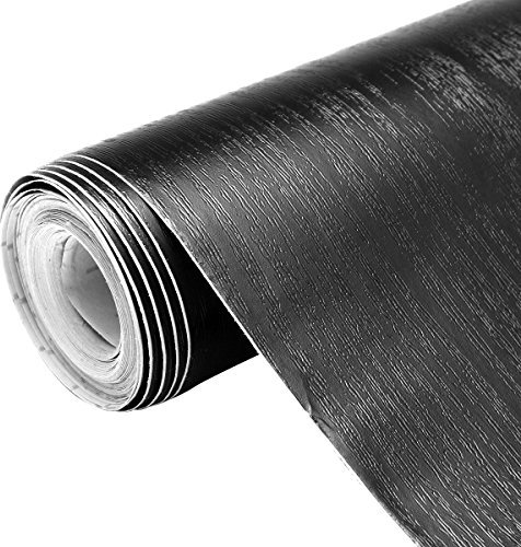TuToy Black Wood Looking Texturierte Selbstverdiener-Dekorpapier Vinyl Shelf Liner Wall Paper - 5M