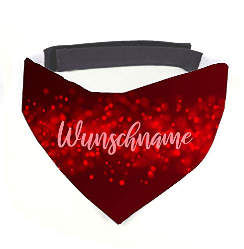 Tierisch-tolle Geschenke Hundehalstuch mit Namen Vintage rot personalisiert inklusive Wunschname mit 12 cm Klettverschluss für kleine, mittlere und große Hunde (L)
