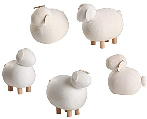 Seiffener Volkskunst | Miniaturen Figuren Miniaturfiguren | Weihnachten Dekoration aus dem Erzgebirge | Original erzgebirgische Holzkunst | Schafe 5-teilig 4 cm