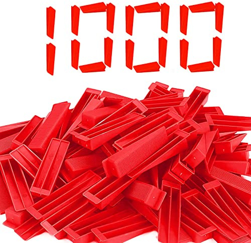 Reusable Leveling Wedges,Reusable Tile Leveling System Wedges for 1/8 Spacers,1/16 Spacers,1/32 Spacersand Tile Leveling System Kit,for Tile Leveler Installation(1000Pcs, Red)