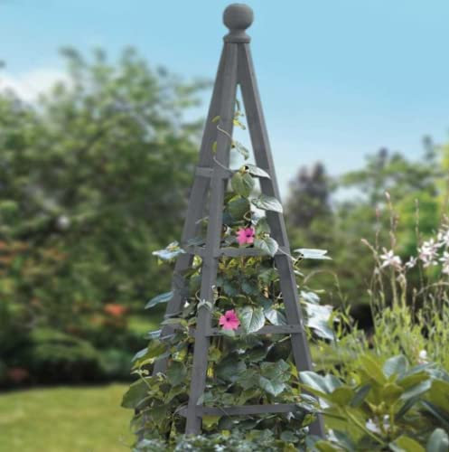 Garden Mile Large 1.5m Slate Grey Wooden Garden Obelisk Plant Support Trellis for Climbing Plants Garden Outdoor Obelisk Pyramid Plant Support Arch Climbing Frame For Roses Trellis
