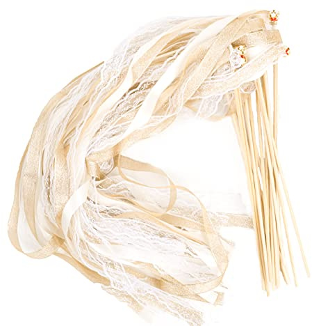 XNSHUN 20 Stück Wedding Wands Hochzeit Glücksstäbe, Wands Mit Glocke Zauberstäbe Hochzeit Luftschlangen, Seidenfee Stab Für Hochzeit Baby Shower Party Aktivitäten Feiertagsfeier