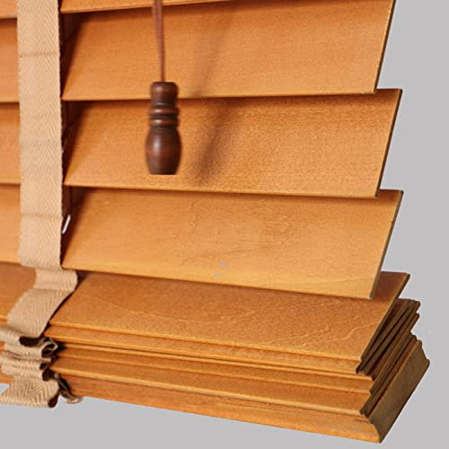 Jolan Holz Jalousie Für Fenster,50mm Breite Lamellen,Horizontal Jalousien Für Büro/Schlafzimmer/Bad/Küche,Sichtschutz Jalousette,Echtholz Jalousetten,Verschiedene Größen,W×H-90x100cm/35.5x39in