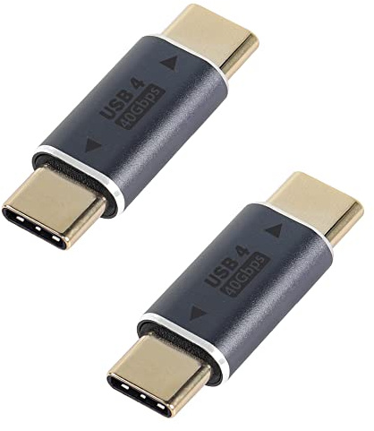 QIANRENON USB-C-Stecker auf USB-C-Stecker, Adapter-Koppler, USB 4.0, Typ C-Stecker, Extender-Anschluss, 40 Gbit/s, unterstützt 8K @ 60 Hz Audio- und Videoübertragung, 100 W Schnellladung, OTG, 2 Stück