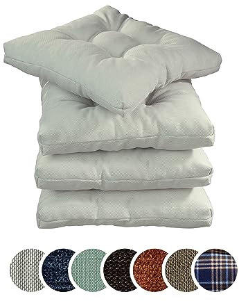 sleepling Stuhlkissen 4er Set Sitzkissen aus Möbelstoff, 40 x 40 x 6 cm, waschbar, weiß
