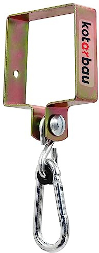 KOTARBAU® Schaukelhaken Eckig 100 x 100 mm Vierkant Karabinerhaken Schaukelschelle aus Verzinkt Stahl Schaukelbefestigung Manschettenhaken Gold Hakenhalterung Haken Schaukel Hängemattenhaken