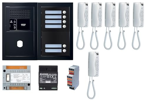 Pack interphone GT Aiphone GTBA6EB - 6 BP programmé - Noir satiné