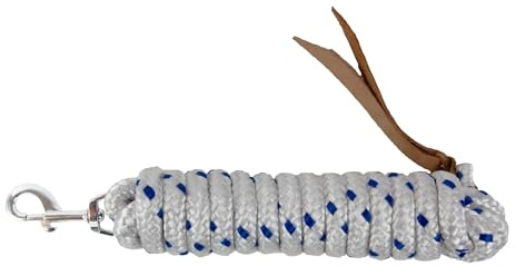 Brama-West Bodenarbeitsseil Bodenleine - mit Karabiner & Lederklatsche - Westernrope - 4 Meter - Weiß
