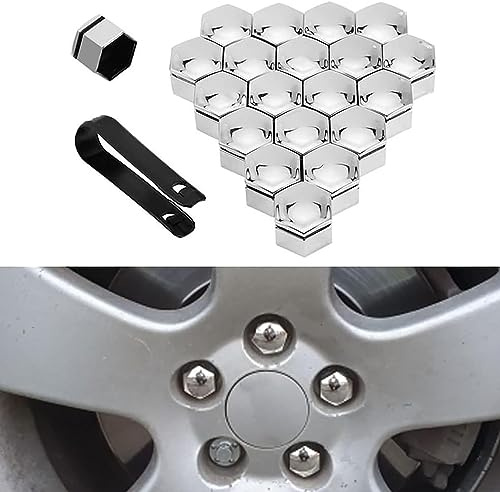 NALSA 20 Stücke Auto Radschraubenkappen für Land Rover Range Rover Sport Velar, Sechseckige Radbolzen Radmutterkappen Radmuttern Abdeckkappe Schraubenabdeckung Zubehör,A/Silver-21mm