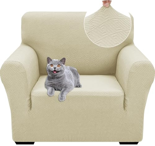 Ystyle Copridivano 1 Posti Con Braccioli, Copripoltrona Elasticizzato, Copri Divano Antigraffio Gatto Cani, Copridivani Antiscivolo Antimacchia, Universale Sofa Cover Moderno, Beige Chiaro