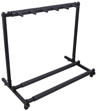 5-fach Gitarrenständer Rockstand Universal Mehrfachständer - Mehrfach Gitarrenhalter für Klassik Gitarre, Akustik E-Gitarre E-Bass Gitarrenstativ klappbar mit Rollen Saiteninstrumente Multi Stativ NEU