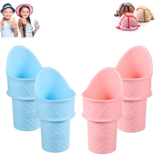 4pcs Cuillères à Crème Glacée, Mini Cuillères à Cornet de Crème Glacée en Plastique Support de Cornet de Crème Glacée Support de Cône de Neige de Crème Glacée pour Enfants en Bas Âge
