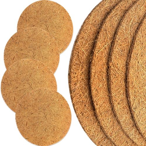 Akuoly Coconut Fiber Discs for Plant Frost Cold Protection in Winter, 40cm Large Diameter Plant Protection Cover Coconut Fiber Mats, 4pcs Set