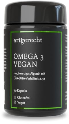 OMEGA 3 VEGAN – 30 Kapseln mit 550 mg Omega-3-Fettsäuren (350 mg EPA & 150 mg DHA) aus Algenöl | PureAlgaeOmega3™ | Unterstützt Herz, Gehirn & Sehkraft | Pflanzlich, nachhaltig & ohne Zusätze