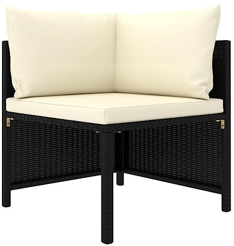 TJROO Terrassenmöbel 3-teiliges Set Gartensofas Gartenmöbel Terrassenmöbel mit creme-weißen modularen Kissen für den Außenbereich für Terrasse Loungeset aus PE-Rattan
