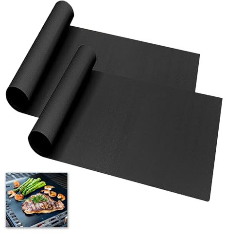 Qneneam Oven Liners for Fan Assisted Ovens, 2-Pack, 40x50cm, Non-Stick Silicone, Reusable, Teflon, Black