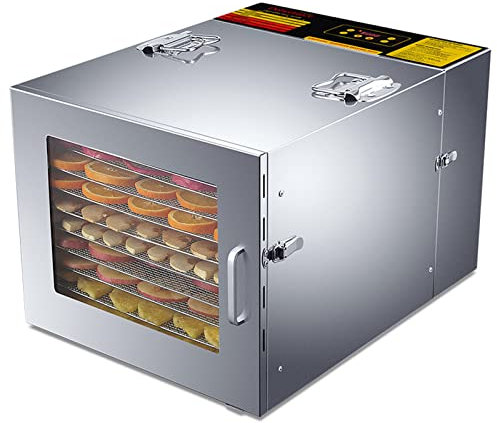 IUBGFTO Deshidratador orgánico Fabricado íntegramente en Metal, Deshidratador de Alimentos Profesional Bandeja Tier 6/10 con Control de Temperatura Regulable y Temporizador (Inteligente 10 Niveles)