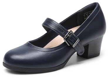 DREAM PAIRS dam Mary Janes pumps Chunky High Heel klänning skor tjock klack pumps för kvinnor, marinblå, 37 EU