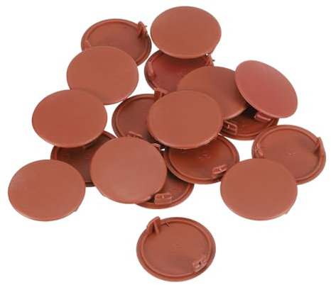 sourcing map Hinge Hole Covers, 18Pcs 35mm(1-3/8) ID - Plastic Concealed Hinge Hole Cover Round Flush Type Plug Cap for Furniture Cabinet Cupboard (Brown)