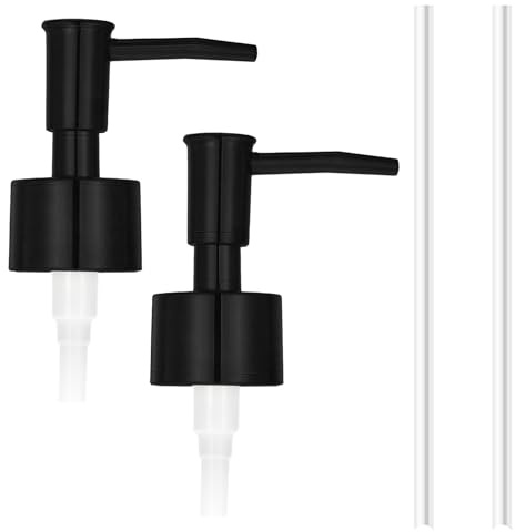 JJUNW Pompa di ricambio per dispenser di sapone, dispenser di sapone nero, 2 pezzi, pompa di ricambio per lozioni, bottiglie di vetro normali (nero)