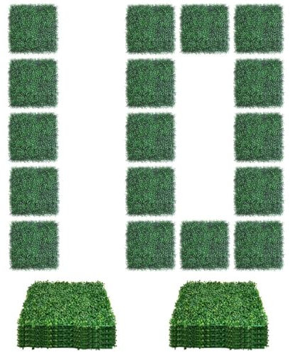 Paneles de pared de hierba de boj artificial, 50 x 50 cm, protección UV, privacidad para interiores y exteriores, jardín, valla, balcón, oficina, decoración, 10 unidades