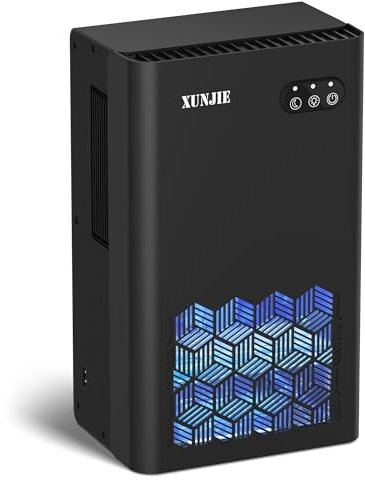 XUNJIE Dehumidifiers for Home, 2300ml Dehumidifier - Ultra Quiet & Auto Defrost 7 Colour LED Light Auto Shut Off - Ideal for Bedroom Bathroom RV Car Kitchen Garage Damp Removal (Black)