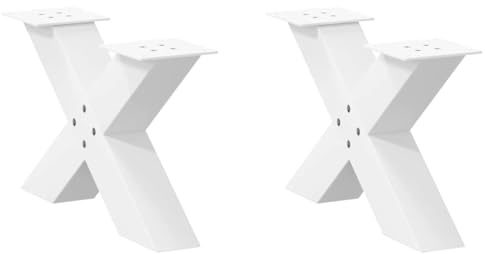 vidaXL Couchtischbeine X-Form 2 Stk. Weiß 50x(30-31) cm Stahl
