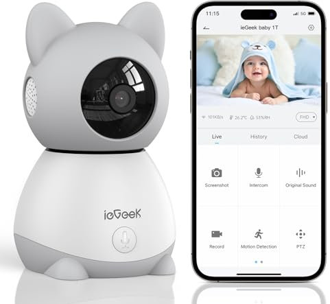 ieGeek Cámara complementaria 2K Compatible con el vigilabebés cámara y Audio