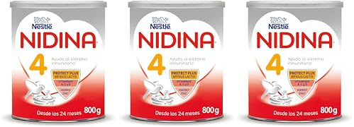 Nestlé NIDINA 4 Leche de crecimiento en polvo para bebés a partir de 24 meses, bote de 800g (Paquete de 3)