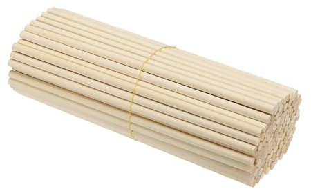 PATIKIL 1/4 x 8 Pouce Tige En Bois 110 Pcs Goujons En Bois Ronds Non Finis Bâtons En Bois Dur Pour Bricolage Décoration Maison Couleur Naturelle