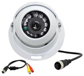 Fotocamera intelligente Telecamera di retromarcia a cupola AHD 1080P resistente con visione notturna Telecamere di backup con montaggio universale per camion, per camper, rimorchi(Bianco,Camera-RCA)