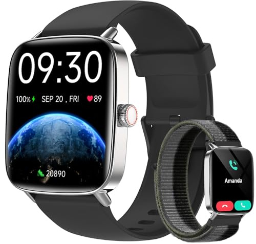 Smart Watch for Men Women(Answer/Make Calls), 1.85 HD Screen Fitness Watch with SpO2 Heart Rate Sleep Monitor, Smart Watches 100+ Sport IP68 Waterproof, Step Counter Ladies Smartwatch for iOS Android