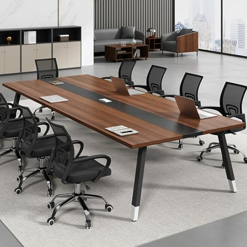 Großer Konferenz-Tisch für 610 Personen, 60 x 40 mm, robuster Stahl, starke Tragkraft, ideal für Heimbüro und Geschäftstreffen, Stühle nicht im Lieferumfang enthalten, dunkles Walnussholz