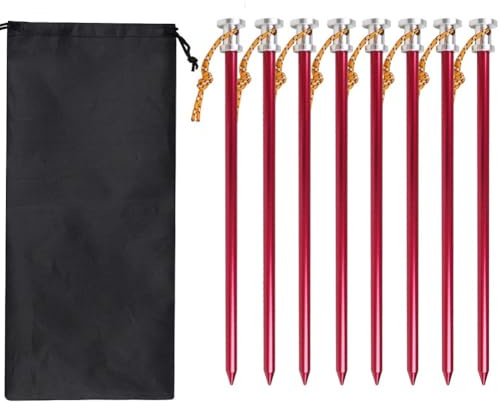 NiuLumea 8 estacas de aluminio resistentes de 23 cm con pinzas de cuerda, barro y hierba, 4 colores