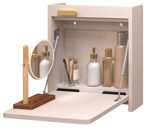 ZAWQFDZ Tavolo Pieghevole a Muro, Tavolo a Scomparsa, Scrivania Pieghevole a Muro, con Ribaltina, per Tavolo da Pranzo, Cucina, Scrivania, Ufficio Domestico(Gray,Medium)