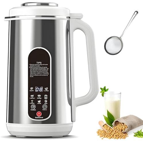Macchina per Latte di Soia e Noci 1,2L, Latte di Mandorla e Avena con 12 Lame, Latte Vegetale Veloce in 5 Minuti, Autopulente, Timer 24h & Mantieni Caldo, Display LED, Uso Domestico e Familiare