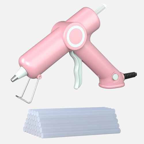 Pistola de Pegamento Termofusible de 20W Calentamiento Rápido, con Interruptor, Incluye 30 Barras de Pegamento de 7 × 150 mm y una Bolsa de Almacenamiento Ideal para Bricolaje y Uso Doméstico (rose)
